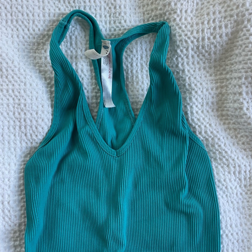 Teal Ribbed Tank Top